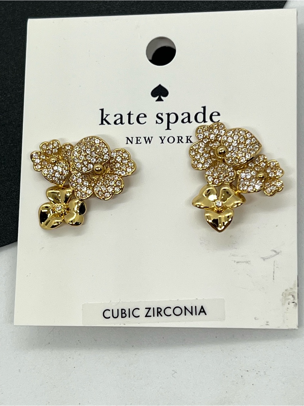Kate Spade Authentic Precious Pansy Gold Crystal CZ Floral Earrings KE554 NWT